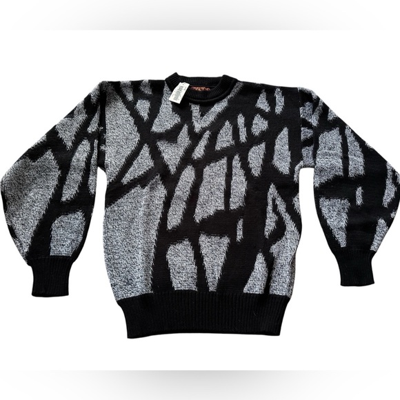 Vintage Sweater Oakton Limited Pullover Black Gray Men’s Small NEW - Picture 1 of 5
